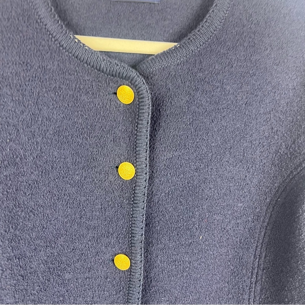 Westbound Navy Blue 100% Wool Cardigan with Gold Buttons - Picture 5 of 7